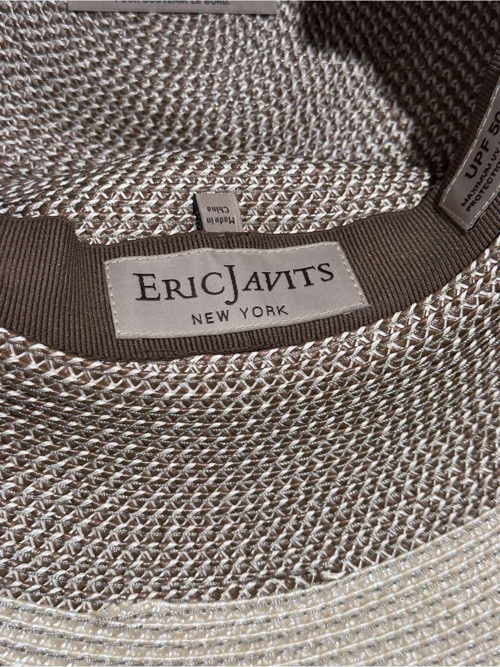 Eric Javits Woven Sun Hat UPF50 - Beige and Taupe - Picture 4 of 7